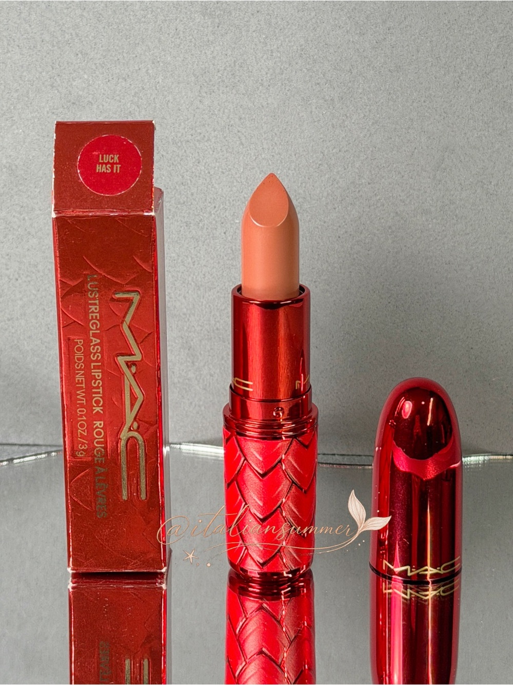 MAC Luck Has It Lustreglass Lipstick 2024 Lunar New Year Limited Edition BNIB - Picture 2 of 7
